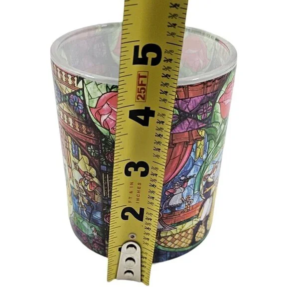 Disney Beauty & The Beast Belle Rose Window 17.5 Oz Stained Glass Coffee Tea Mug - Picture 9 of 17